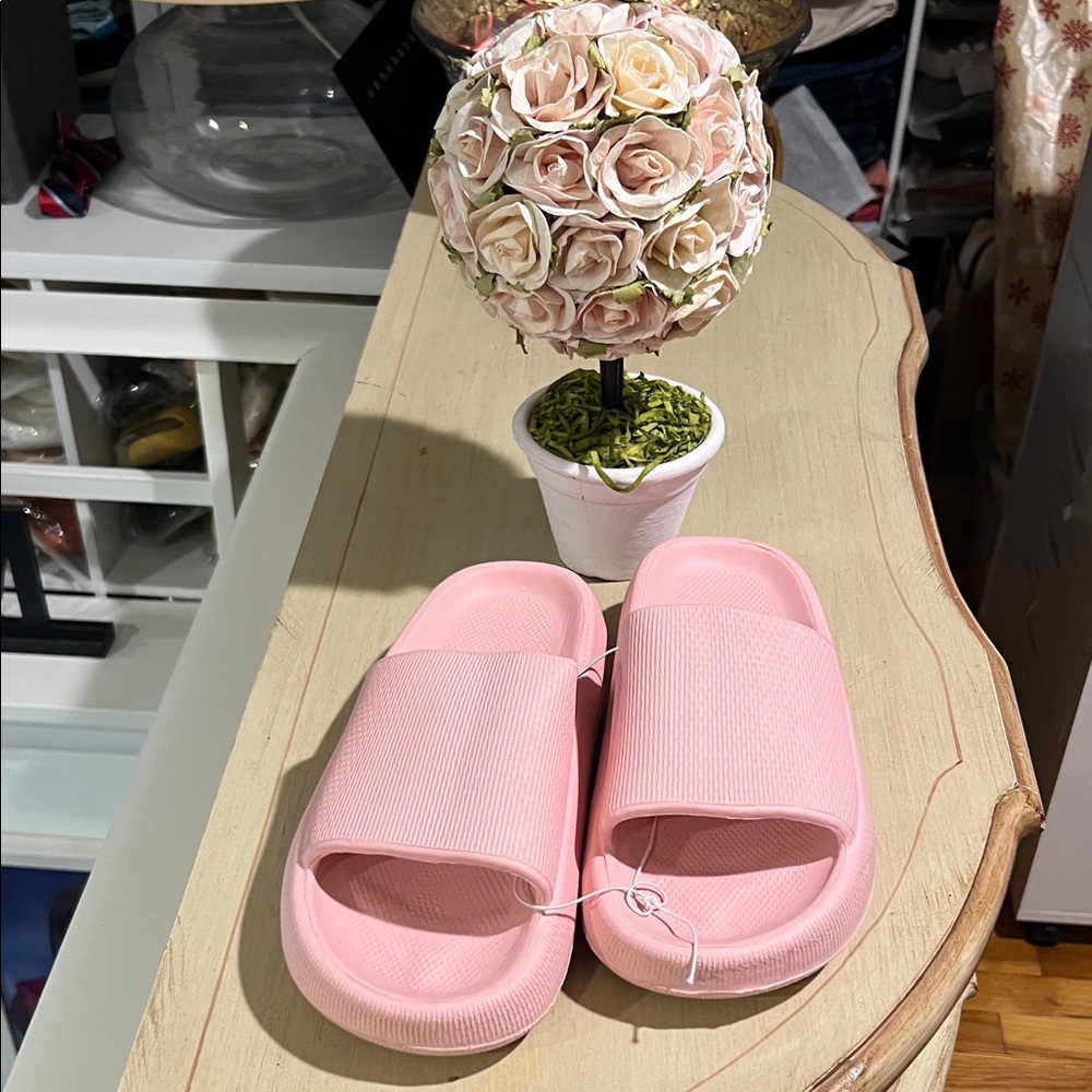 Pink Slide Sandals - Soft Pastel Pink